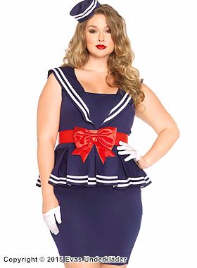 Female sailor, costume dress, big bow, pleats, stripes, XL to 4XL